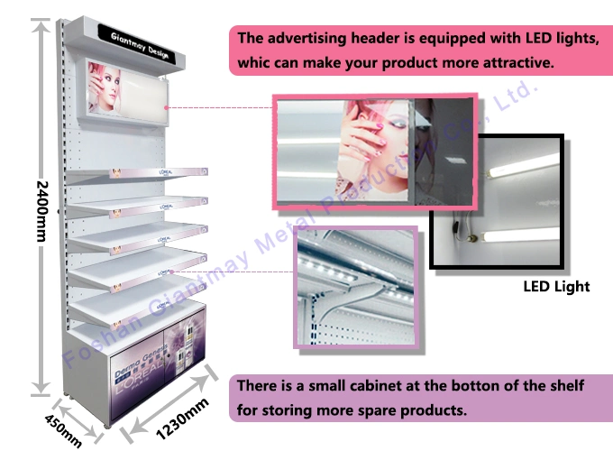 Customized Metal Cosmetics Make up Stands Shop Cosmetic Makeup Display