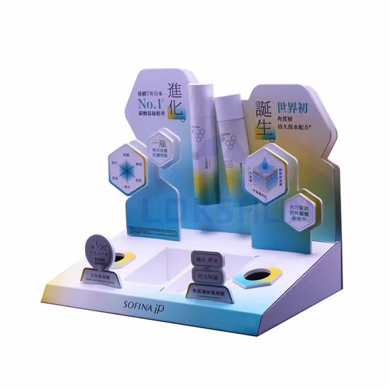 Suporte de exposição cosmético acrílico da exposição da parte superior da bancada da composição acrílica personalizada